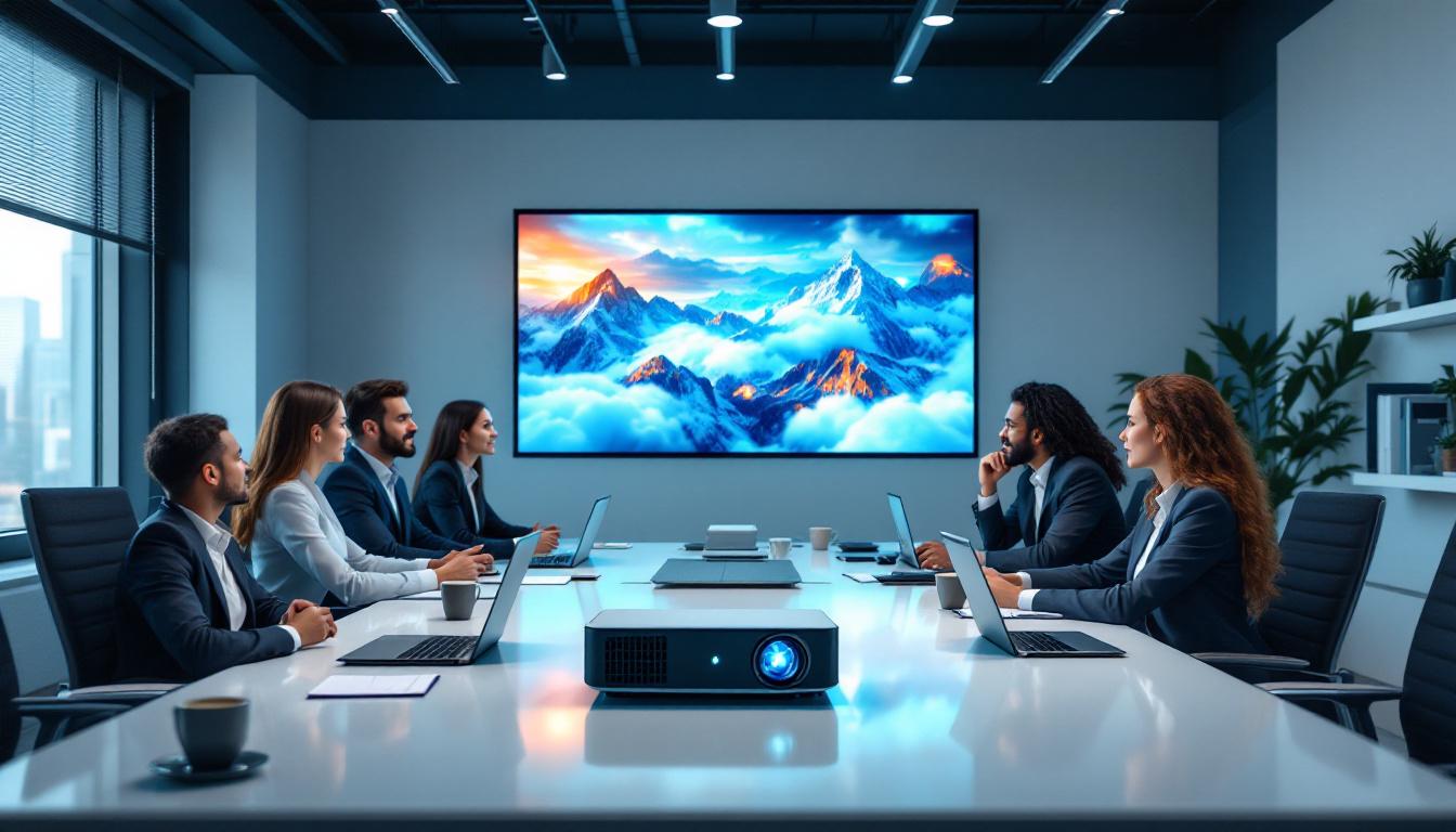 découvrez les avantages d'un vidéoprojecteur bureautique portable pour vos réunions professionnelles : mobilité, simplicité d'utilisation et présentation efficace.